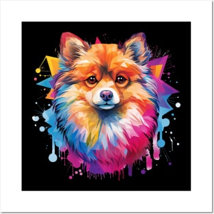 Pomeranian with a splash of color Posters and Art